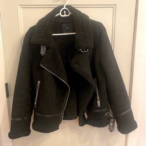 Zara shearling moto jacket